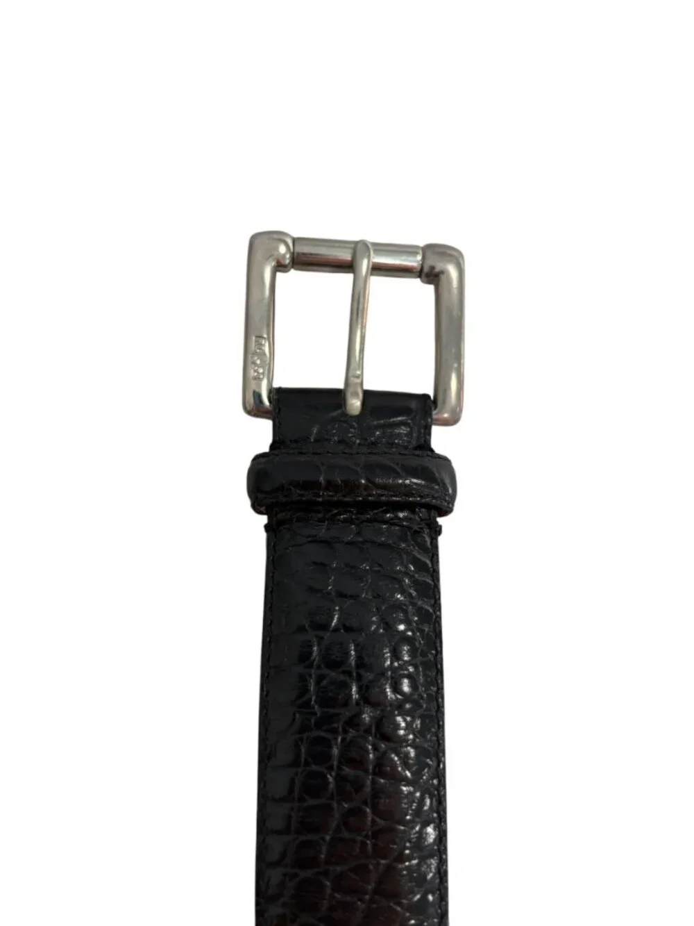 Polo Ralph Lauren Leather Belt Mens 38 Black Embossed Alligator Print